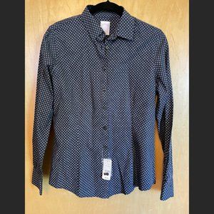 Brooks Brothers Navy Flower Non-Iron Button Up (Size 8)
